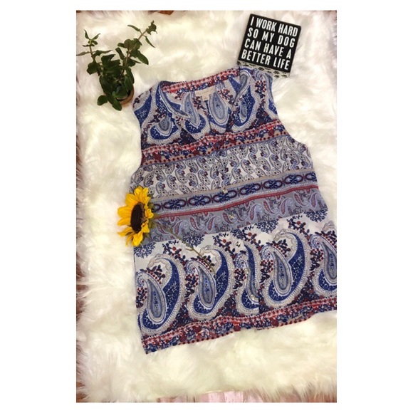 CB Established 1962 Women Plus Size 2x Blue Red Paisley Floral Top Blouse Shirt